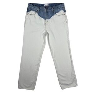 PISTOLA Bobbie Mid Rise Two-Tone Jeans Bleach-dipped, Relaxed Straight Size 29